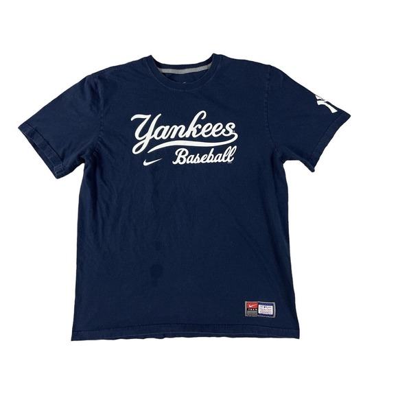 Yankees Baseball Nike Regular Fit Men Blue Short Sleeve Crew Neck T-Shirt Sz XL - Picture 1 of 6